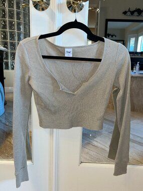 Aritzia Waffle Knit Long Sleeve Top